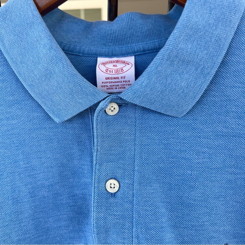 Brooks Brothers 1818 Men's Original Fit Performance Polo Shirt Blue Cotton XL - Picture 3 of 13